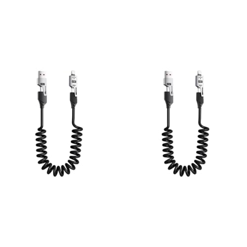 Verilux® 4 in1 Type C Cable with Spring PD65W Fast Charging 480Mbps Data Transfer USB to Type C Multi Adjustable Cable USB A Lightning Port for iPhone 16 15 Black 2PCS Verilux® 4 in1 Type C Cable with Spring PD65W Fast Charging 480Mbps Data Transfer USB to Type C Multi Adjustable Cable USB A Lightning Port for iPhone 16 15 Black 2PCS